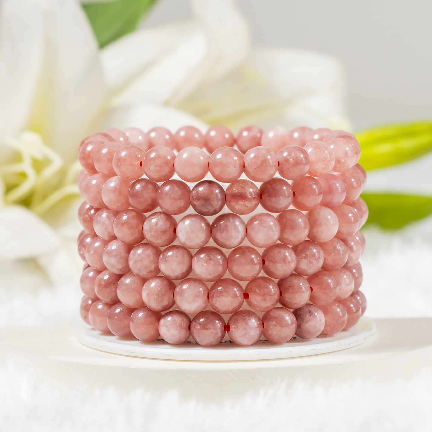 Sunstone Gemstone Bracelet, 8mm Round Beads, Elastic Cord 7-7.5in