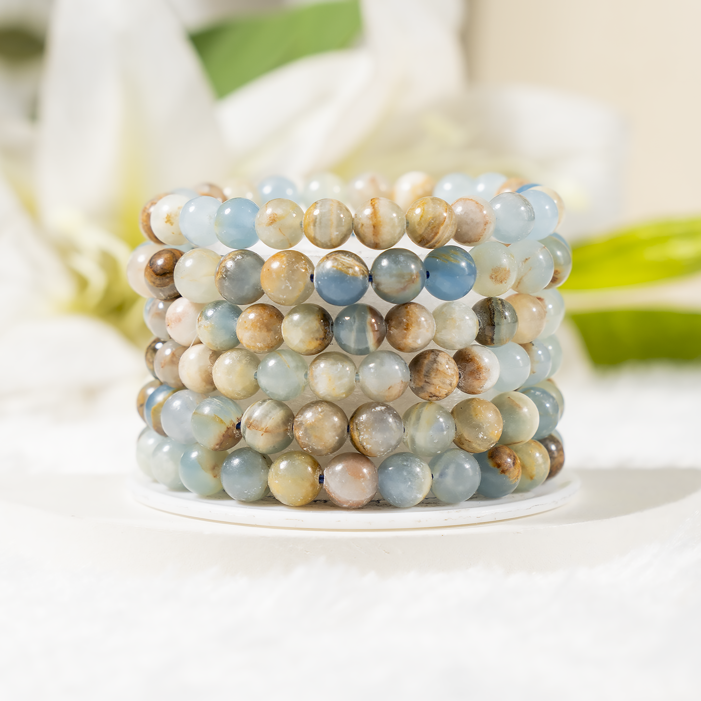 Blue Calcite Round Beads Bracelet | Gemstone Bracelet