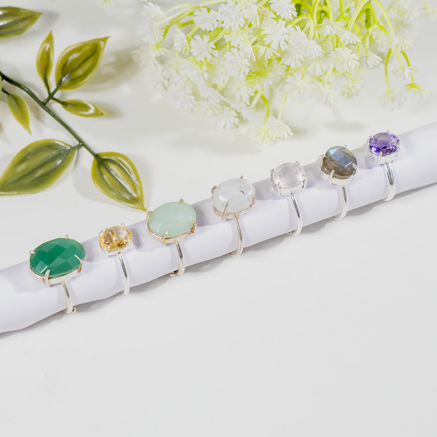 Crystal Gemstone Ring | Adjustable Healing Crystal Jewelry