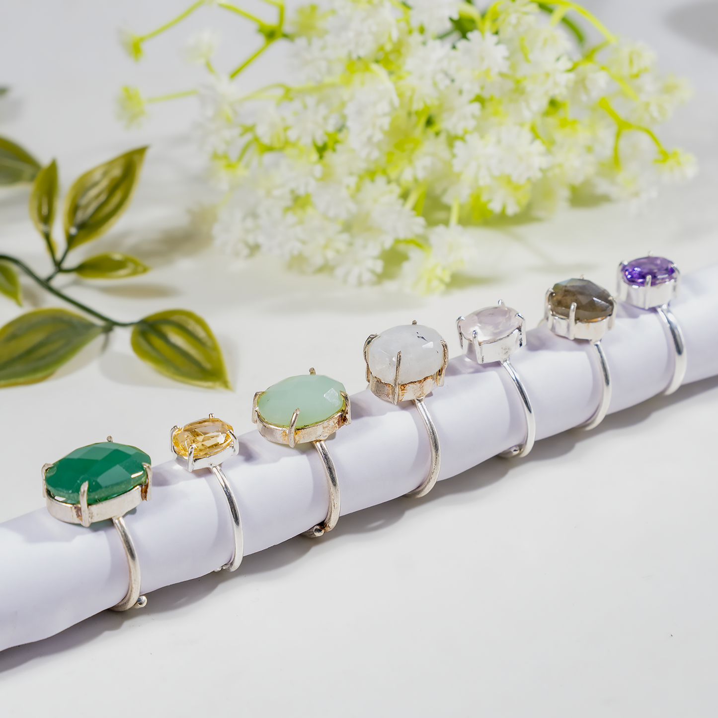 Crystal Gemstone Ring | Adjustable Healing Crystal Jewelry