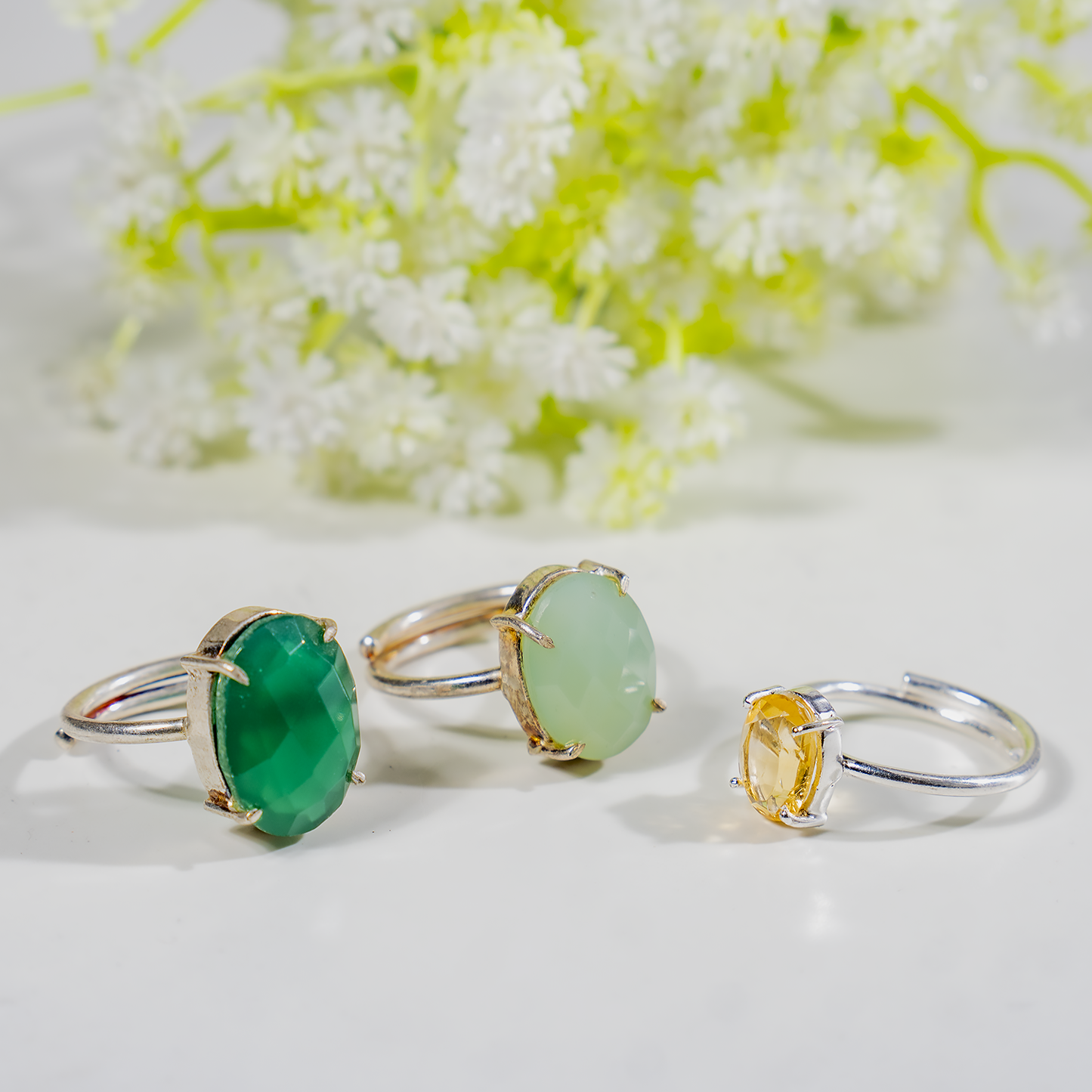Crystal Gemstone Ring | Adjustable Healing Crystal Jewelry