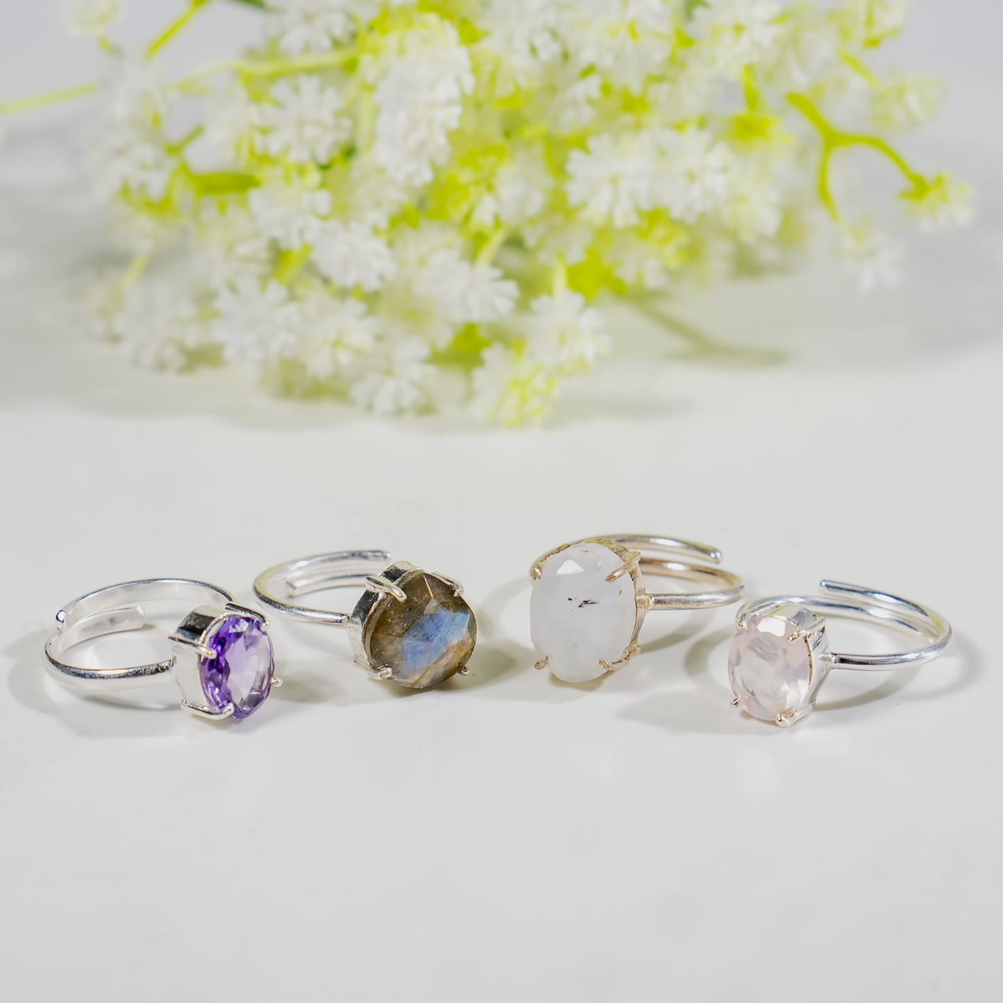 Crystal Gemstone Ring | Adjustable Healing Crystal Jewelry