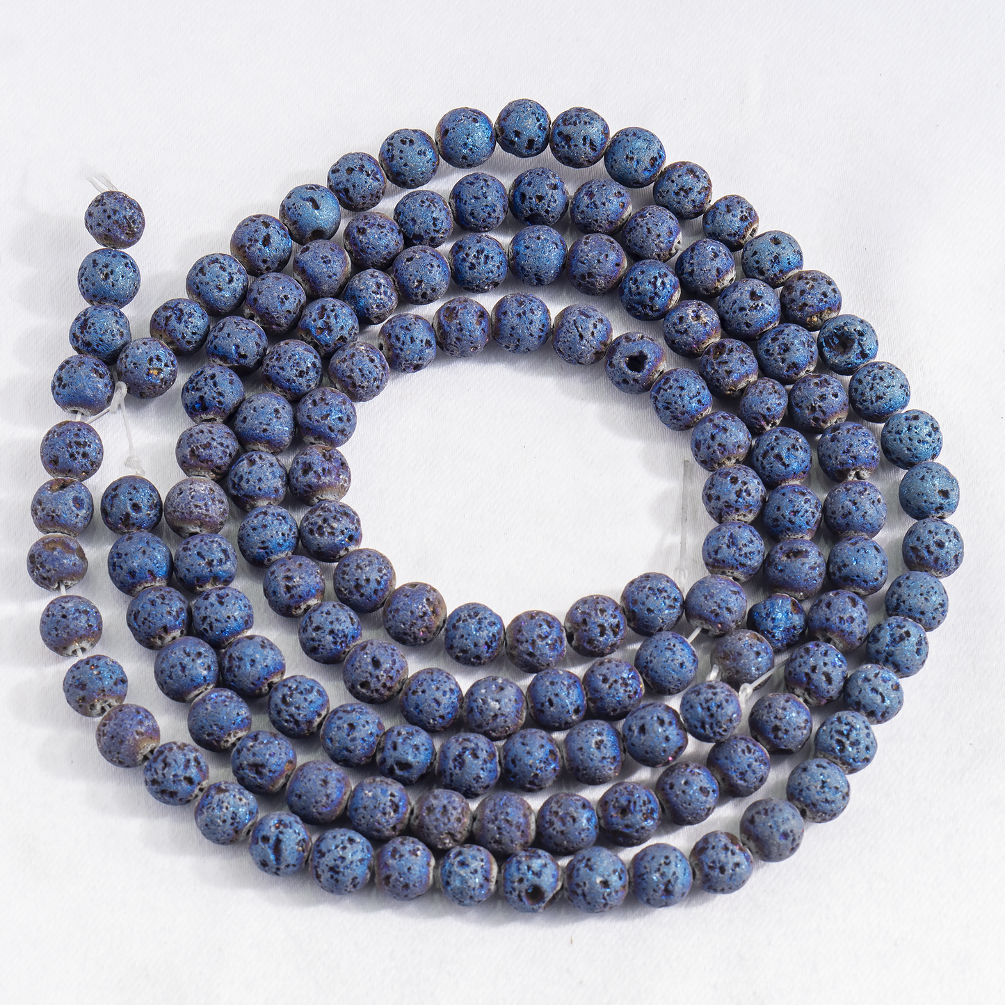 Blue Titanium Lava Beads | 8mm Volcanic Stone Beads | Diffuser Jewelry Beads