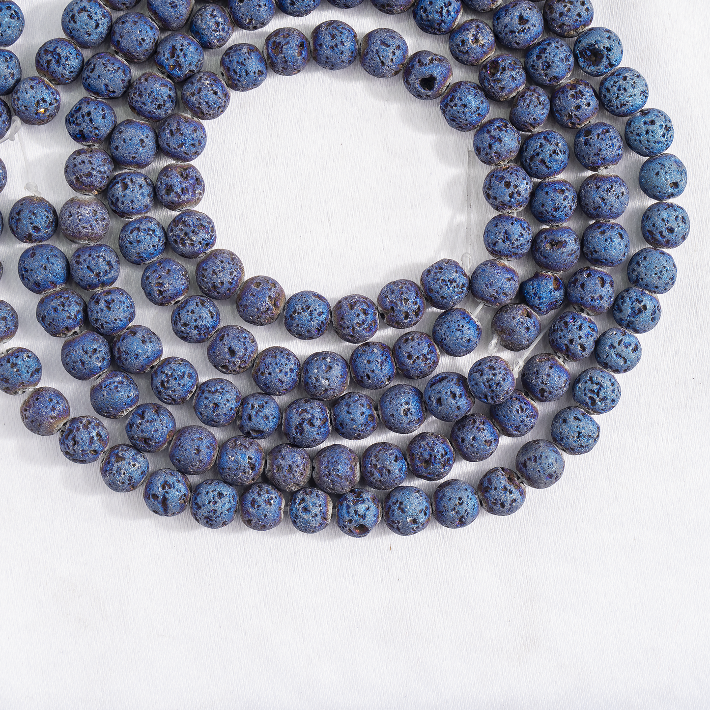 Blue Titanium Lava Beads | 8mm Volcanic Stone Beads | Diffuser Jewelry Beads
