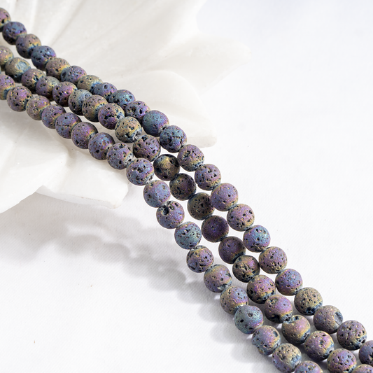 Aura Quartz Lava Beads | 8mm Lava Stone Diffuser Beads