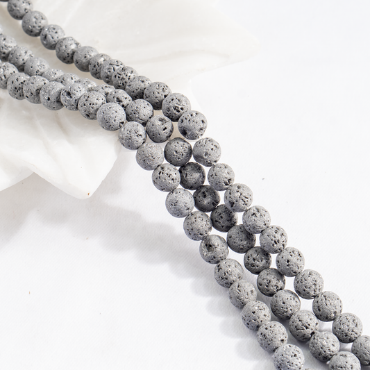 Gray Lava Beads | 8mm Volcanic Stone Beads | Jewelry Making Beads