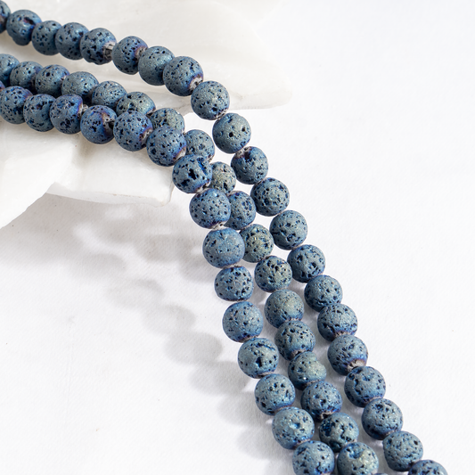 Blue Lava Beads | 8mm Volcanic Stone Beads | Diffuser Jewelry Beads