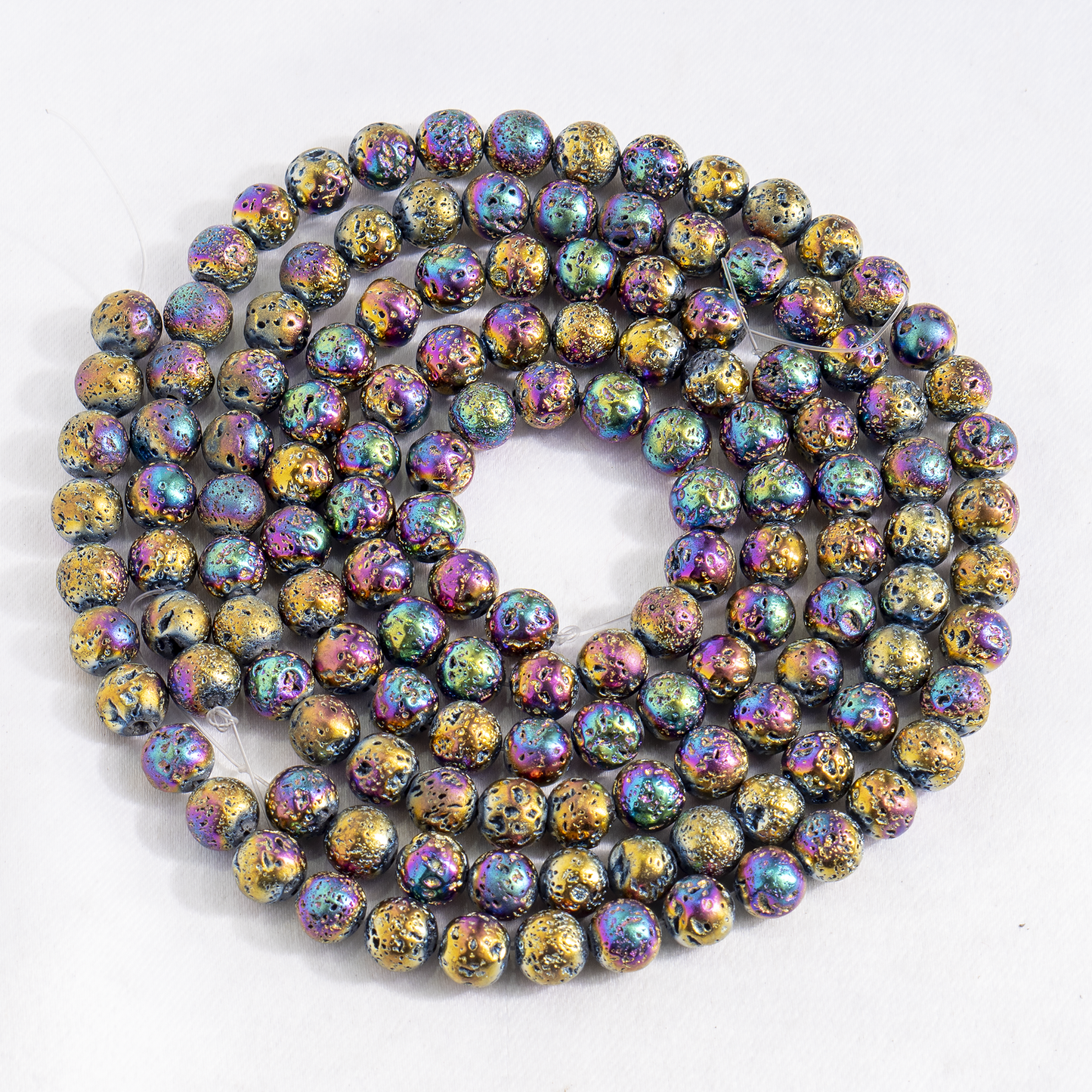 Aura Quartz Titanium Lava Beads | Natural Lava Stone & Volcanic Stone Beads