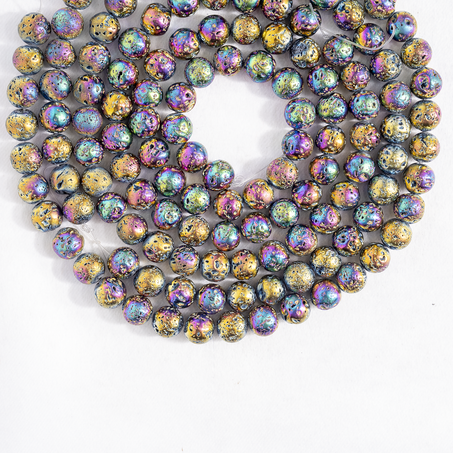 Aura Quartz Titanium Lava Beads | Natural Lava Stone & Volcanic Stone Beads