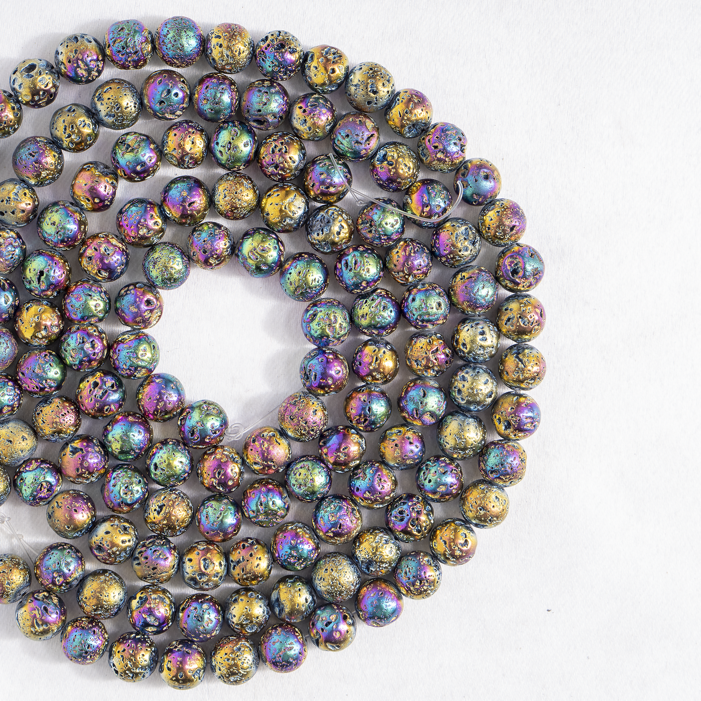 Aura Quartz Titanium Lava Beads | Natural Lava Stone & Volcanic Stone Beads