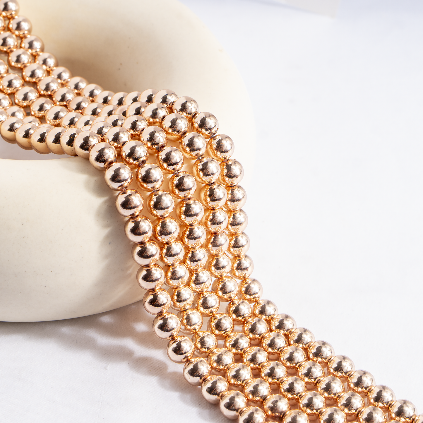 Rose Gold Hematite Beads | 8mm Round Beads | Jewelry Making Beads