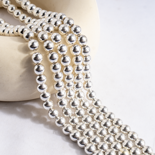 Silver Hematite Beads | 8mm Round Beads | Jewelry Making Beads