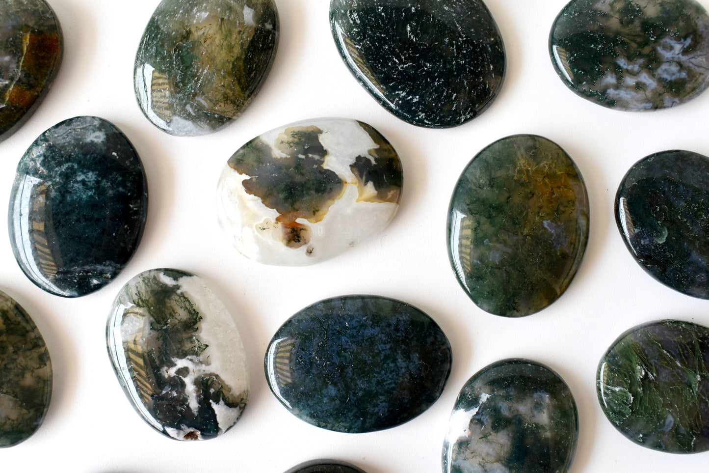 Moss Agate Worry Stones