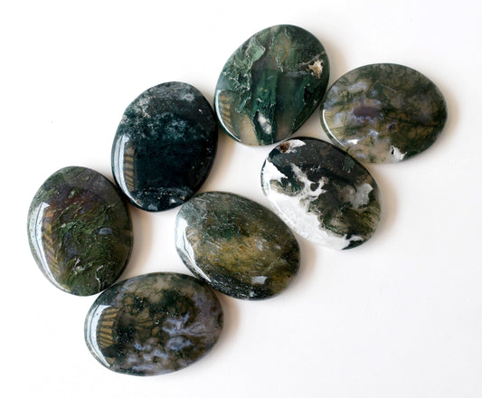 Moss Agate Worry Stones