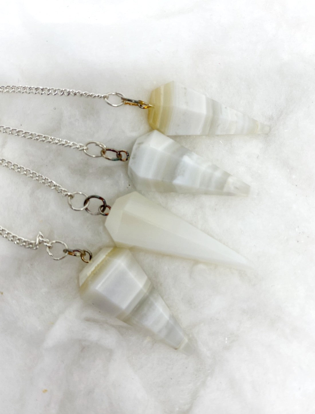 Banded Agate Faceted Cone Pendulum Healing Dowsing Crystal Pendulum