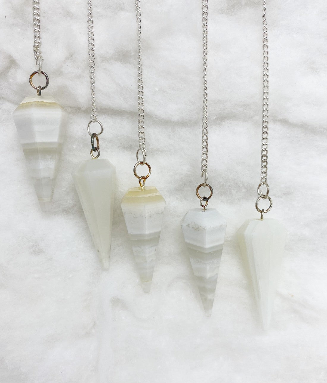 Banded Agate Faceted Cone Pendulum Healing Dowsing Crystal Pendulum