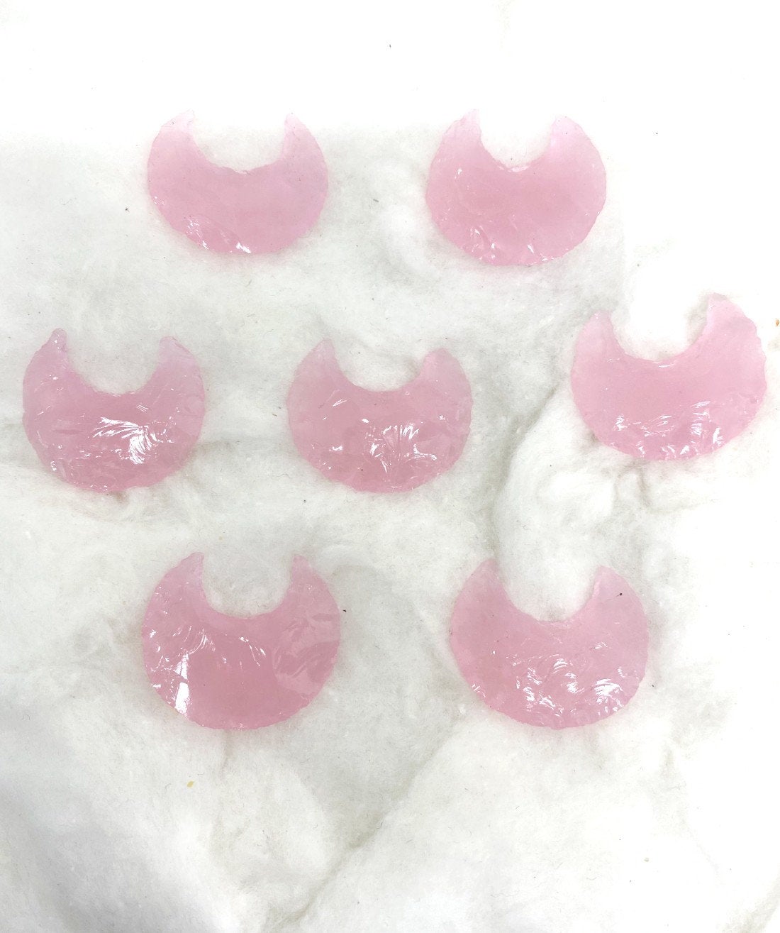 1"Rose Quartz Moon Arrowhead Point