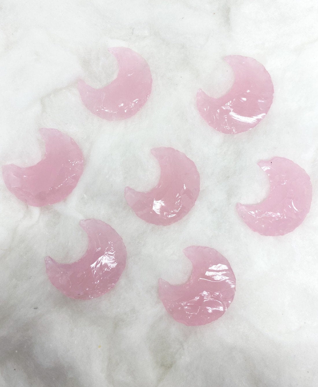 1"Rose Quartz Moon Arrowhead Point