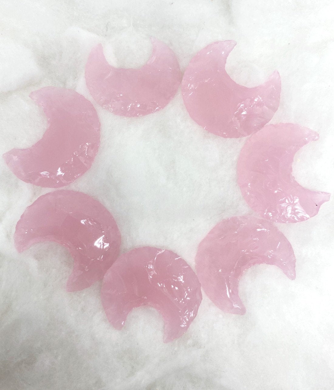 1"Rose Quartz Moon Arrowhead Point