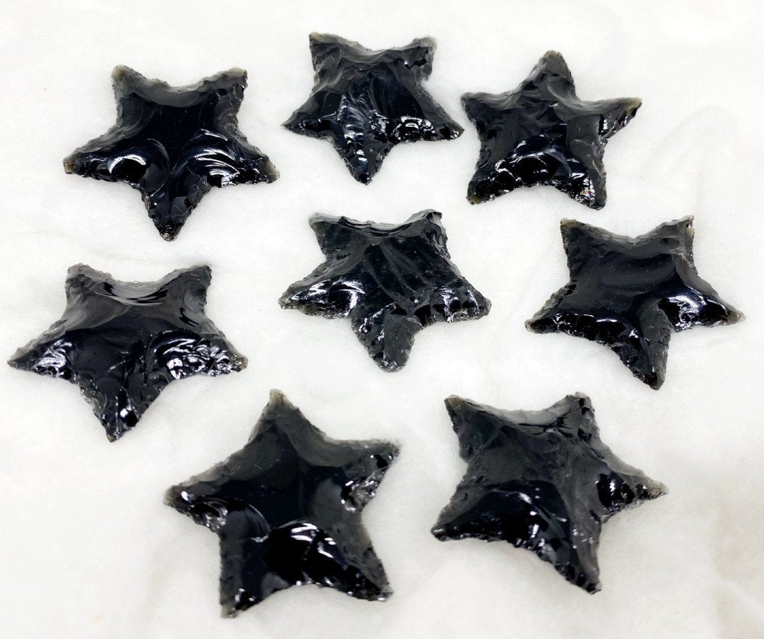 Black Obsidian Flat Stars Arrowhead Point.
