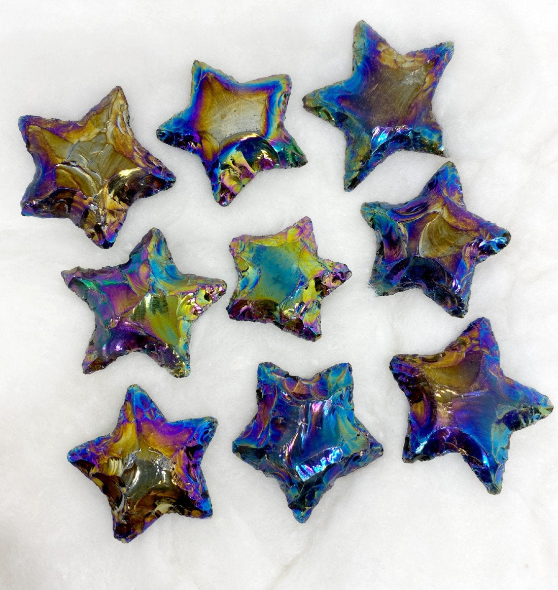 Aura Quartz Titanium Flat Stars Arrowhead Point