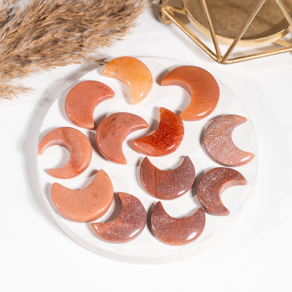 Red Aventurine Polished Crystal Moons
