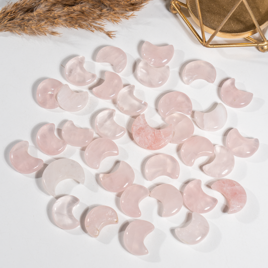 Rose Quartz Polished Crystal Moons