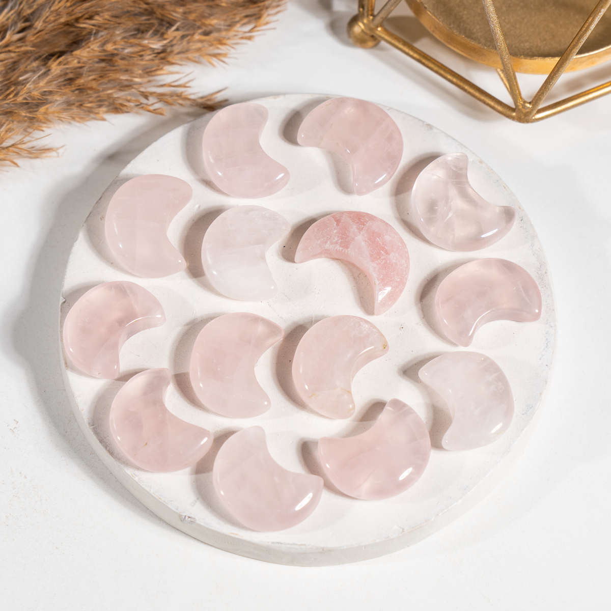 Rose Quartz Polished Crystal Moons