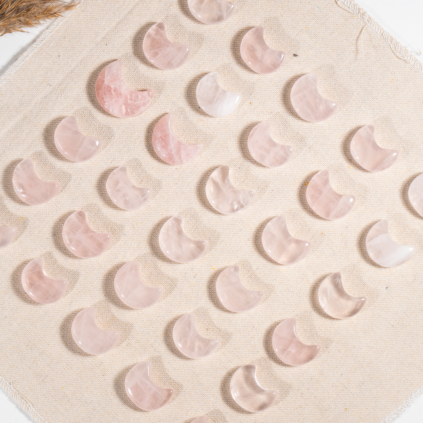 Rose Quartz Polished Crystal Moons